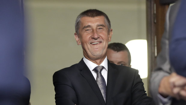 Czech Republic's Prime Minister Andrej Babis smiles as he waits to deliver a speech to honour the victims of the Soviet-led invasion of Czechoslovakia.