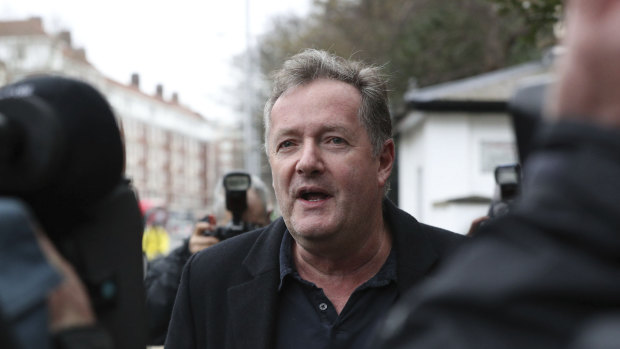 Piers Morgan outside his home in the London suburb of Kensington on Wednesday.