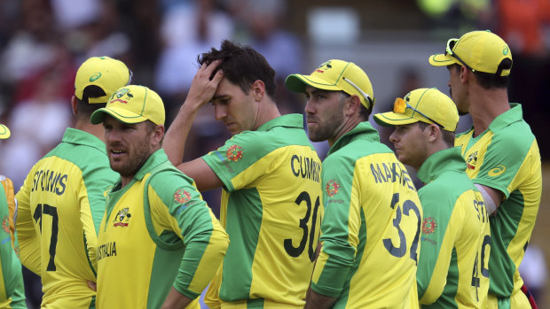 Tough day at the office: the Australians during their World Cup semi-final loss.