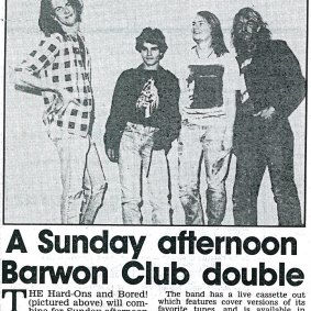 A local newspaper clipping about an upcoming show at the Barwon Club, which still hosts live music.