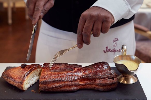 Sea bass fillet baked in puff pastry in Oceania.