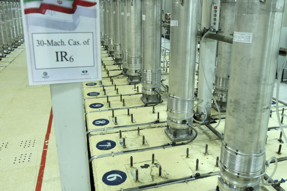 Centrifuge machines in the Natanz uranium enrichment facility in central Iran in 2019.