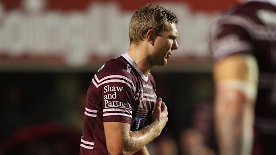 Tom Trbojevic injured his pectoral muscle in a huge blow to Manly.