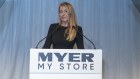 Myer executive chairwoman Olivia Wirth speaking to shareholders at the company’s annual meeting on Tuesday.