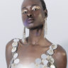 H&M x Rabanne dress, $399.
Rabanne earrings, $645, from Parlour X.