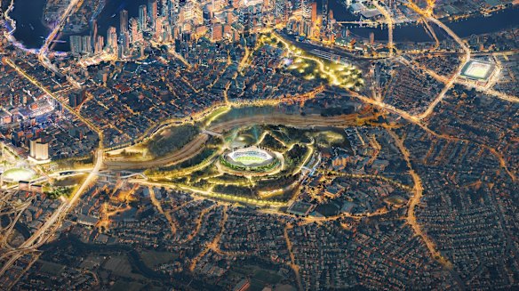 Brisbane Stadium’s planned position within Victoria Park.
