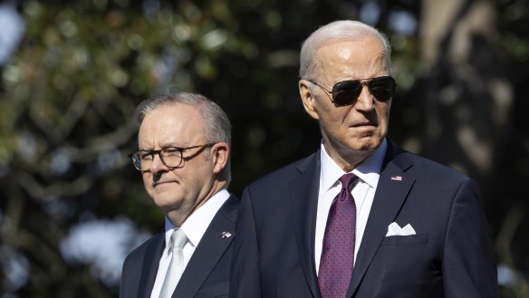 Prime Minister Anthony Albanese and President of the United States Joe Biden during an arrival ceremony at the White House, during Prime Minister Anthony Albanese’s state visit to the United States of America, in Washington DC on Wednesday 25 October 2023.