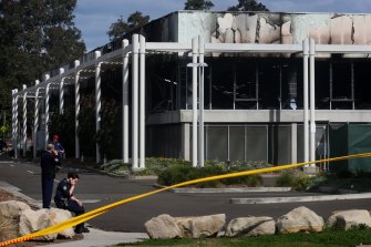 The burnt Liverpool Council Chambers building, photographed on August 15, 2010.