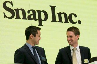 Snap’s share price is below what is listed for in 2017. Chief executive Evan Spiegel (right) told staff it would tighten budgets after it downgraded forecasts.