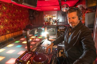 DJ Zok playing to an empty dancefloor at nightclub OneSixOne for a Facebook live streamed event in April, 2020.