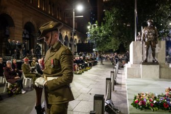 Crowds flocked to the ANZAC Day Dawn Service in Martin Place, Sydney, this year.