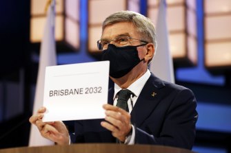 President of the International Olympic Committee Thomas Bach announces Brisbane as the 2032 Summer Olympics host.