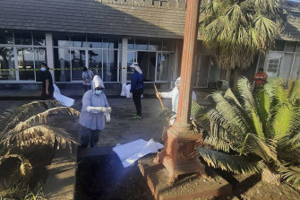 Clean-up on Tonga’s main island. Smaller islands took the brunt of the January 15 volcanic eruption and tsunami.