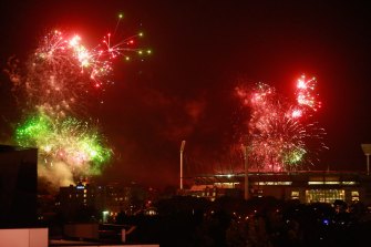 New Year’s Eve fireworks over the MCG on December 31, 2014.  