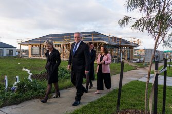 Prime Minister Scott Morrison and wife Jenny Morrison in Geelong with Senator Sarah Henderson and Stephanie Asher, Liberal candidate for Corangamite. 
