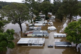 Major flooding continued to occur along the Hawkesbury River downstream of Windsor on Monday.