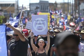 Protesters marched from Ballarat’s Civic Hall to Bakery Hill and then the skate park.