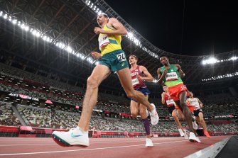 Patrick Tiernan of Team Australia competes in the Menâs 10,000m Final.