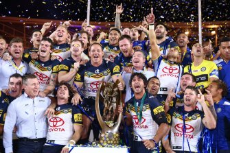 Talks began in 1991, but 14 years later the North Queensland Cowboys celebrate their victory at Golden Point in 2015.
