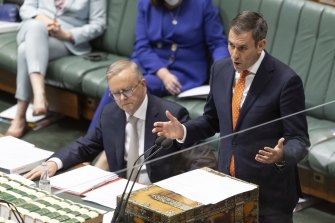 Prime Minister Anthony Albanese and Treasurer Jim Chalmers during question time last month.