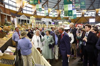 Her Royal Highness Princess Anne, The Princess Royal views stands at the Bicentennial Sydney Royal Easter Show. 