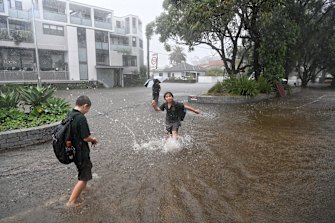 Flash flooding in Narrabeen on Tuesday afternoon. 