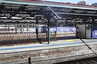 Central Station was a ghost town on Monday morning as commuters and rail staff were locked out. 