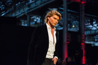 If looks could kill: Model Jordan Barrett is set to take to the runway for Justin Cassin’s 2022 Transeasonal collection.