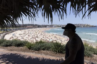 Bondi Beach in the last week of Sydney's lockdown, in October.