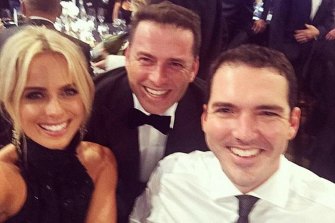 Sylvia Jeffreys with brother-in-law Karl Stefanonic (centre) and husband Peter Stefanovic.