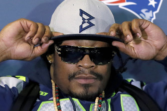 Marshawn Lynch in 2015, during his time with Seattle.