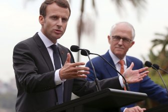 Malcolm Turnbull and Emmanuel Macron agree to upgrade the Australia-France relationship during the French Presidentâs visit to Australia in 2018.