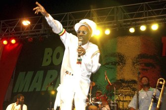 Bunny Wailer performs at the One Love concert to celebrate Bob Marley’s 60th birthday, in Kingston, Jamaica.  