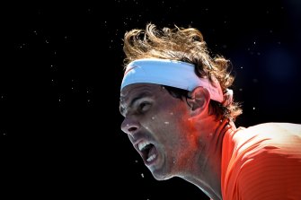 Rafael Nadal  pictured on day two of the Australian Open this year. 