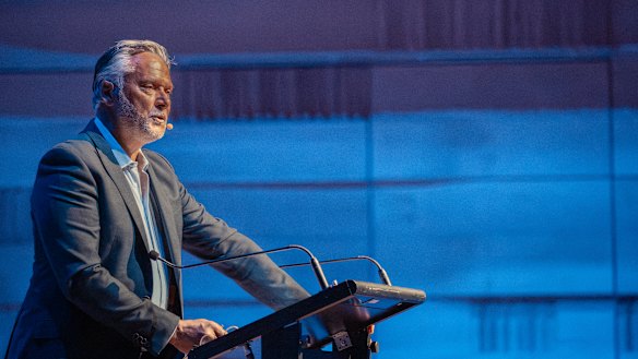 Stan Grant delivers the Centre for Public Christianity’s Richard Johnson Lecture in Chatswood on Wednesday night. 