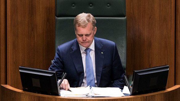 Speaker Tony Smith during a division in the House of Representatives on Tuesday.