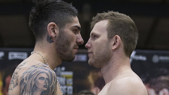 Michael Zerafa and Jeff Horn face off.