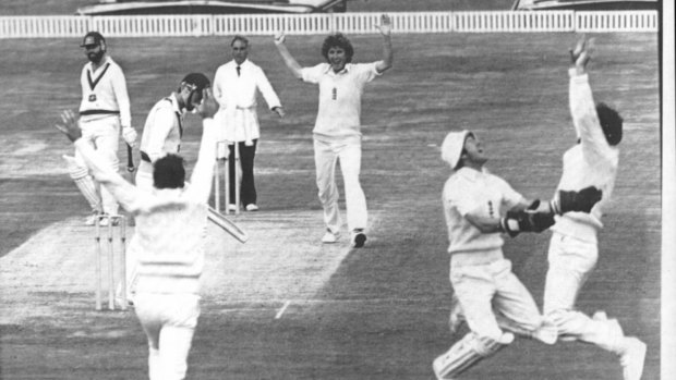 Bob Willis takes a wicket during his famous performance at Headingley in 1981.