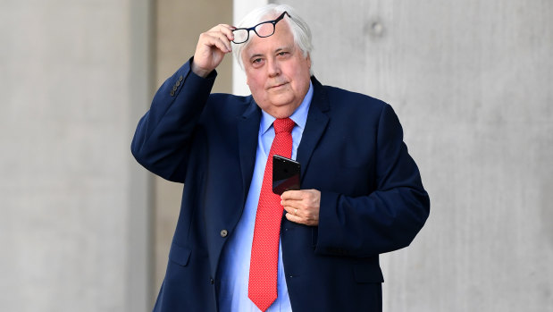 Businessman Clive Palmer leaves the Supreme Court in Brisbane on Tuesday.