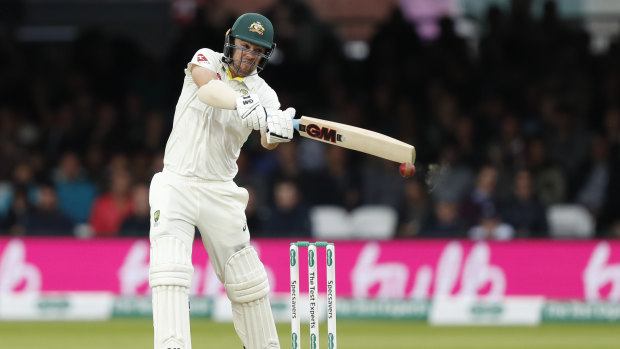 Travis Head bats on day five of the second Test at Lord's.