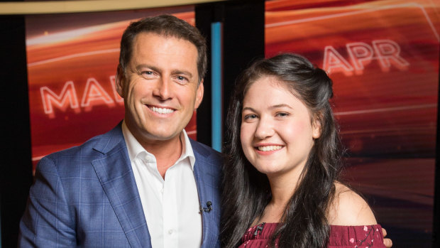 Karl Stefanovic with Eden Fraser on the set of This Time Next Year.