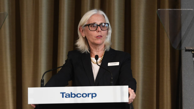 Tabcorp chair Paula Dwyer faced a large protest vote against her re-election at this year's AGM.  