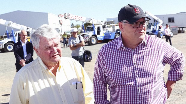 Retiring LNP MP Ken O’Dowd with Prime Minister Scott Morrison in Queensland in May.