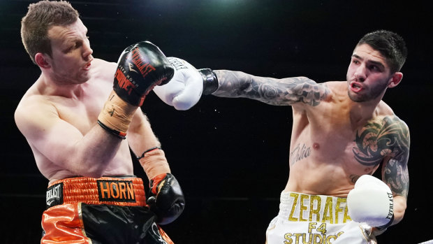 Michael Zerafa (right) shocked Jeff Horn in the 'Battle of Bendigo' 