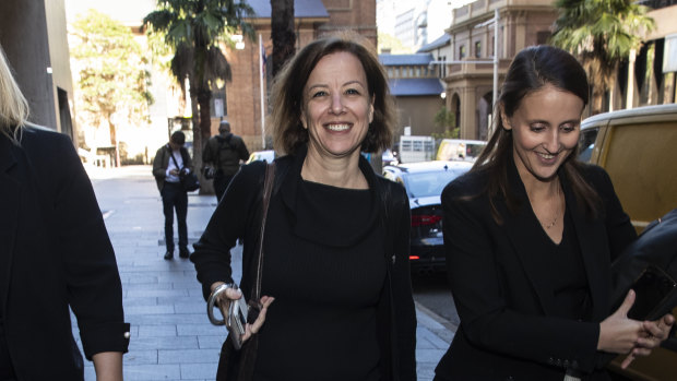 Jo Dyer (left) leaves the Federal Court last month.