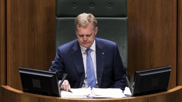 Speaker Tony Smith during a division in the House of Representatives on Tuesday.