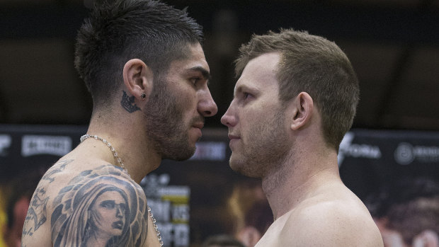 Michael Zerafa and Jeff Horn face off.