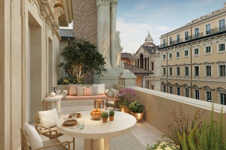 Balconies overlook Rome in the Mellini Suites.
