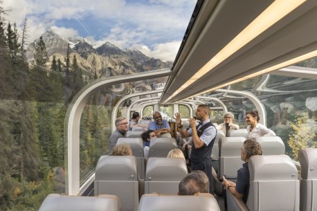 Otherworldly vistas appear through the glass-dome roof at every turn.