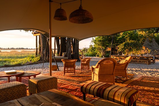 The luxury Maxa Camp on one of the delta’s river banks.